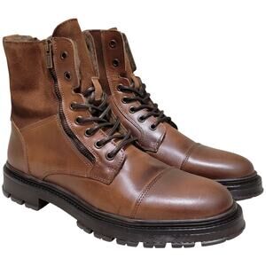 ALDO Men Aaren-L Cap Toe Faux Fur Lined Combat Boot Size US 13M Cognac Brown